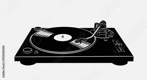 Vintage Record Player with Vinyl Disc.