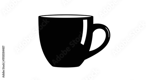 Black Coffee Mug Silhouette Simple Design.