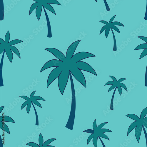 Seamless pattern with palm trees