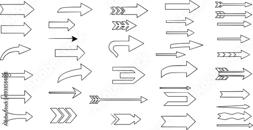 Vector up arrows. Set of rising arrows