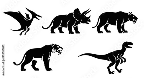 Prehistoric Animal Silhouettes: Dinosaurs and Extinct Creatures Collection