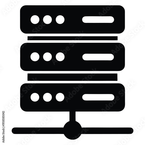  Server Database Network Icon – Data Center Server Stack, Cloud Storage Technology Vector