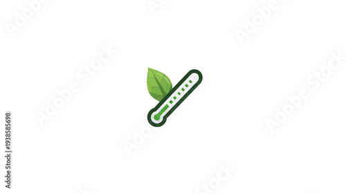 Icon featuring a green leaf and thermometer, conveying eco-friendliness and temperature monitoring