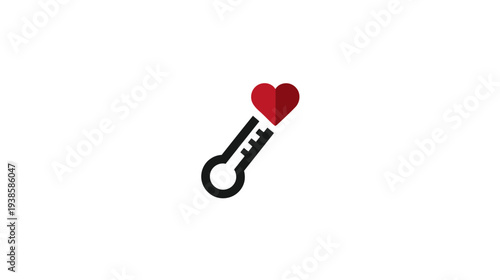 A simple, minimalist icon of a thermometer with a red heart at the top, on a white background