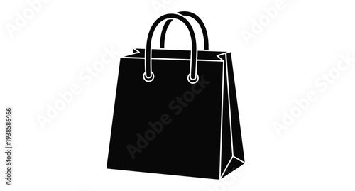 Simple black shopping bag with handles a graphic silhouette
