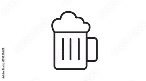 Minimal beer mug vector icon with foam. Simple flat design beer glass symbol isolated on white background. Perfect for bar, pub, brewery, Oktoberfest, alcohol, beverage and restaurant related 