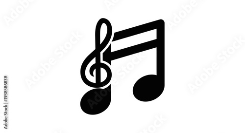 Black Musical Notes Icon on White.