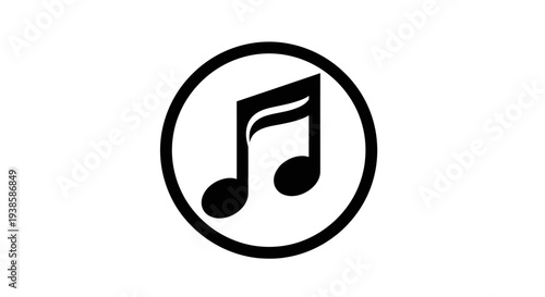 Music Note Symbol Inside Circle Icon.