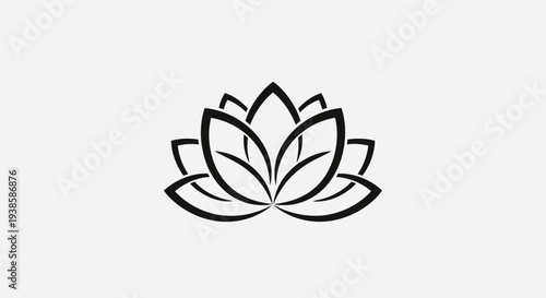 Simple Black Lotus Flower Icon Illustration.
