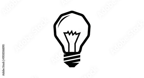Simple Black Light Bulb Icon Illustration.
