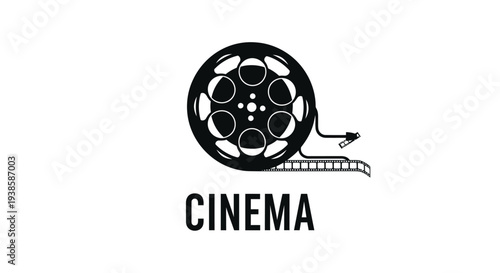 Film Reel and Cinema Text Illustration.