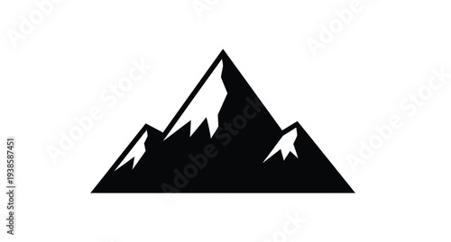Dramatic mountain peak graphic in stark contrast a striking silhouette