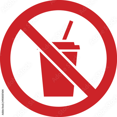 No Soft Drinks Allowed Sign – Red Prohibition Symbol with Soda Cup Icon for Public Spaces