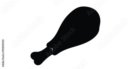 A stark black silhouette of a roasted chicken leg