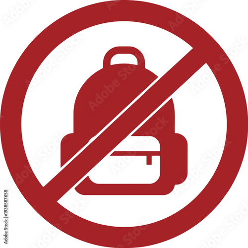 No Backpack Allowed Sign Icon – Red Prohibition Symbol for School and Security Policies