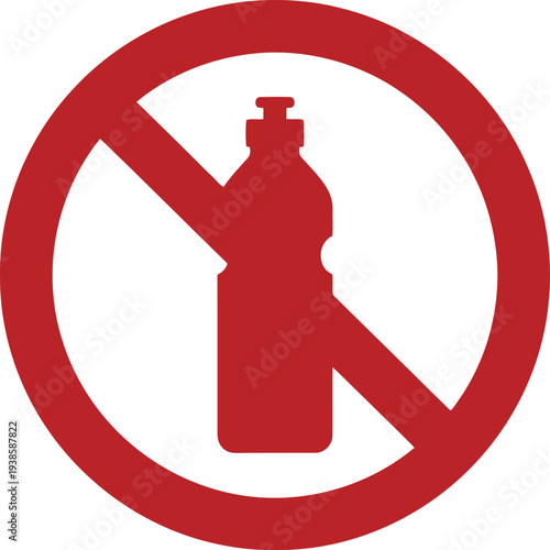 No Plastic Bottles Allowed Sign – Red Prohibition Symbol for Environmental Awareness