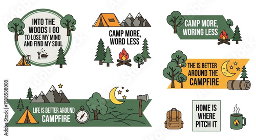 Camping Adventure Graphics with Motivational Quotes.
