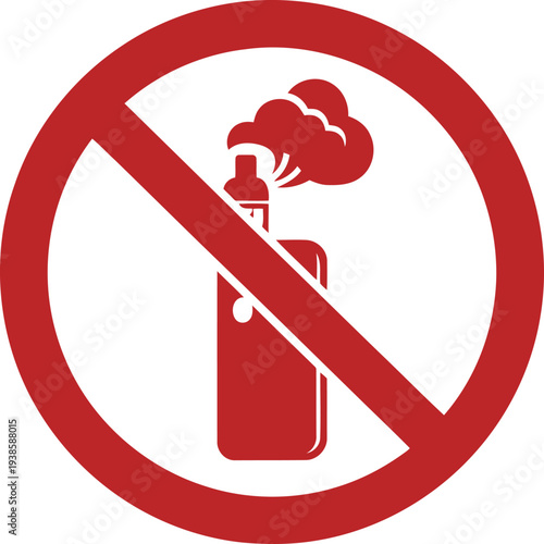 No Vaping Sign Icon – Red Prohibition Symbol for Electronic Cigarette and Vape Ban
