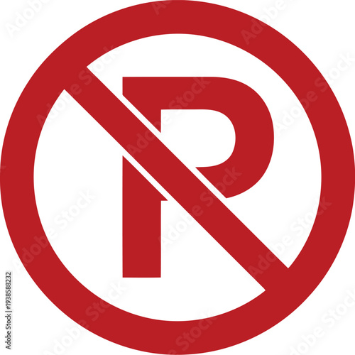 No Parking Sign Icon – Red Prohibition Symbol for Traffic and Road Safety