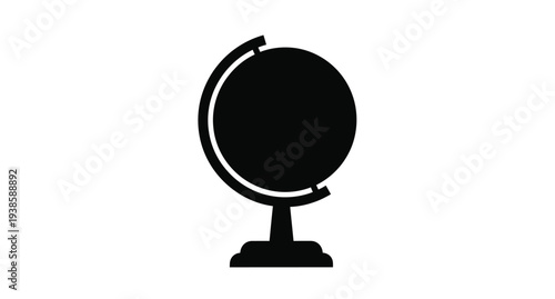 Black globe design against a white background a striking silhouette