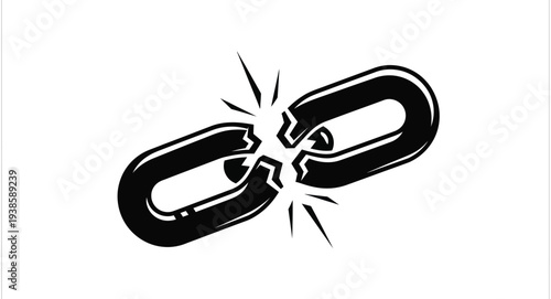 Broken chain links with a burst effect a dramatic silhouette