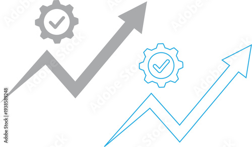 Business growth and optimization concept with arrows and checkmarks