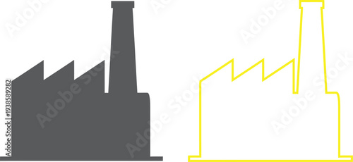 Industrial factory silhouettes with chimneys