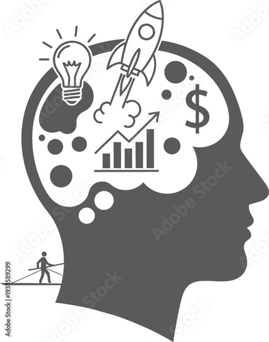 Creative thinking and business ideas in the human mind