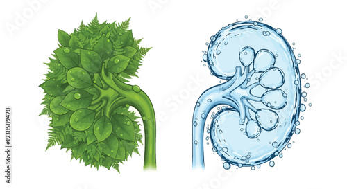 Two handprints one yellow and one blue with heart shapes inside