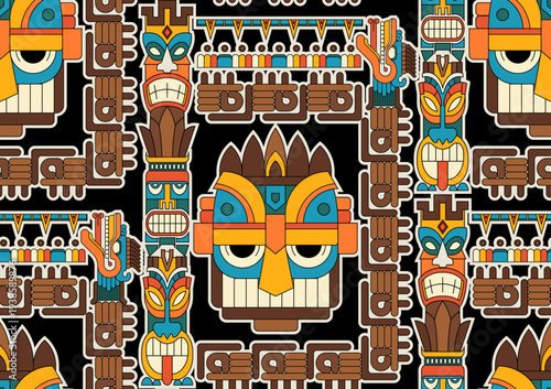 Ancient Mayan Civilization Pattern. Old school pattern design. Tribal motif pattern