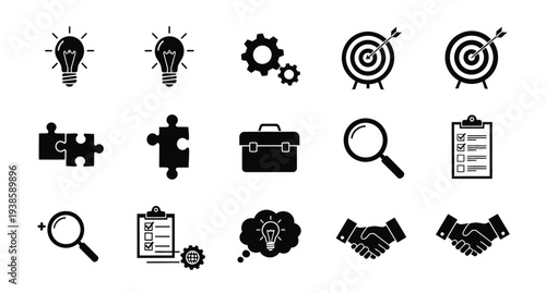 Business concepts and ideas represented through black silhouettes