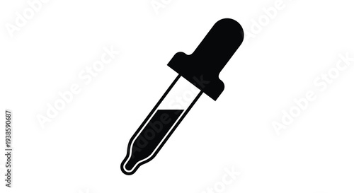 A black silhouette of a dropper commonly used in laboratories