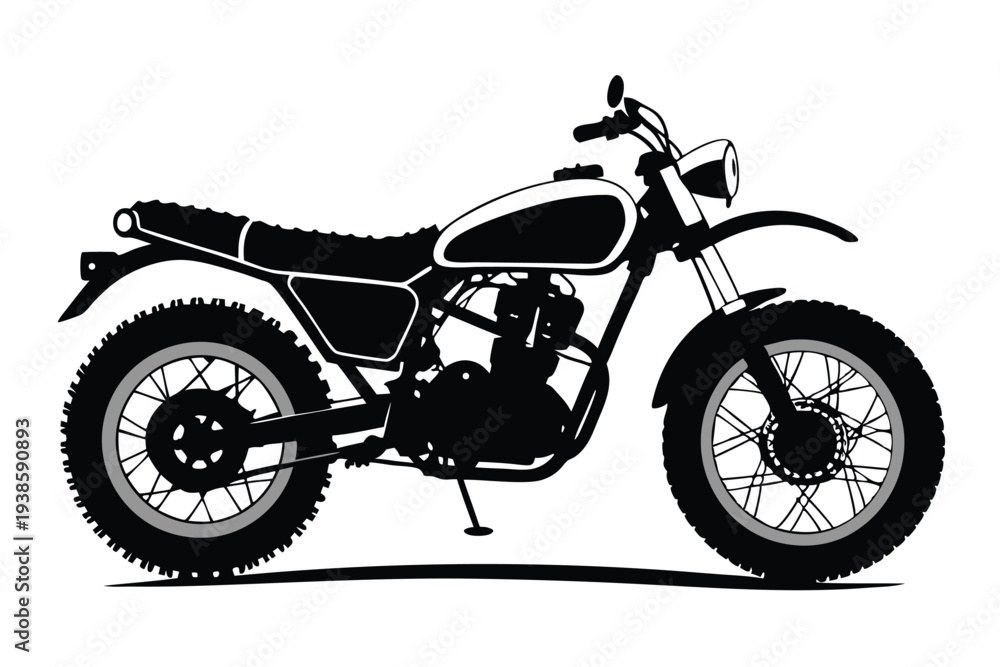 Obraz premium scrambler bike silhouette line art vector illustration with a white background