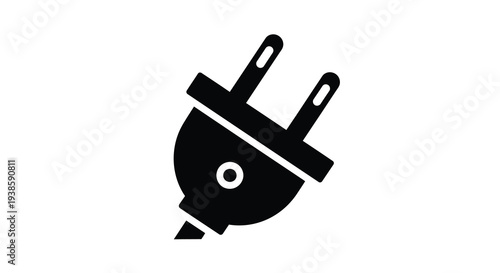 Black electric plug icon isolated on a white background silhouette