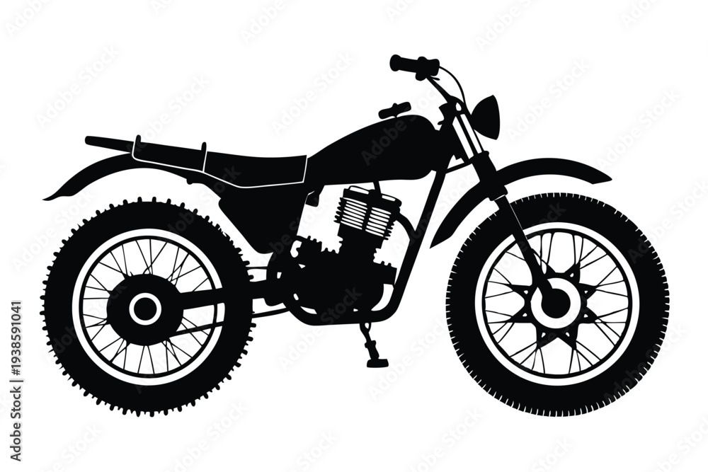 Obraz premium scrambler bike silhouette line art vector illustration with a white background
