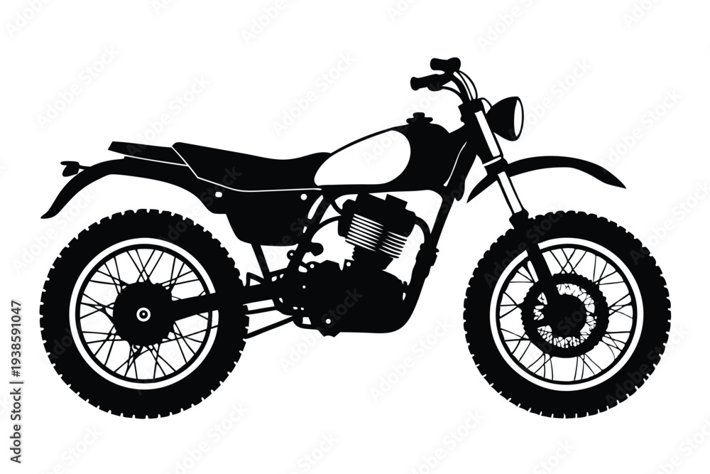 Obraz premium scrambler bike silhouette line art vector illustration with a white background