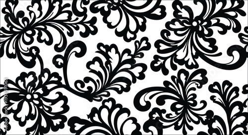 Intricate floral pattern with swirling designs a striking silhouette