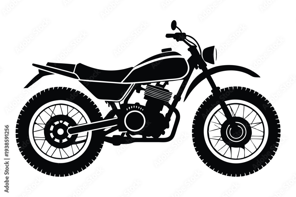 Obraz premium scrambler bike silhouette line art vector illustration with a white background