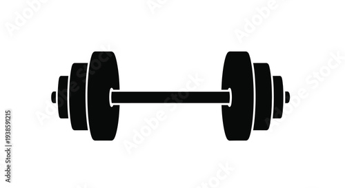 A black barbell with weight plates a striking fitness silhouette