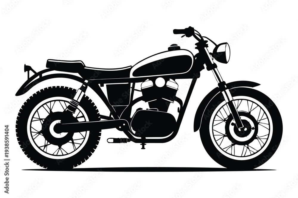 Obraz premium scrambler bike silhouette line art vector illustration with a white background