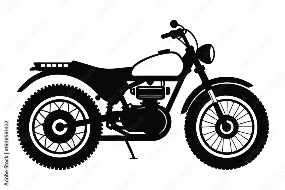 Obraz premium scrambler bike silhouette line art vector illustration with a white background