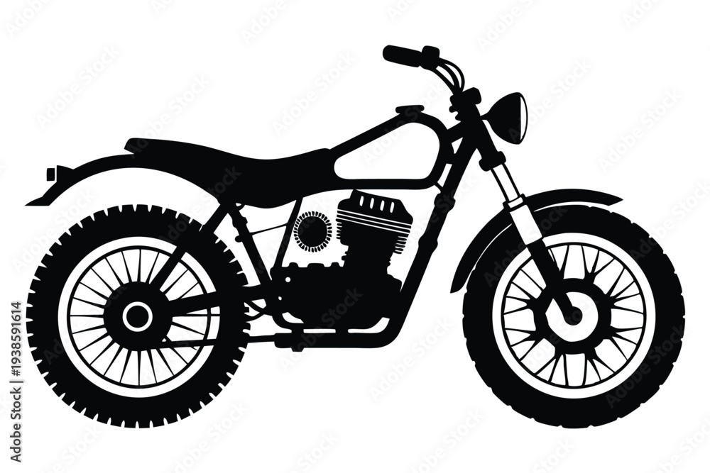 Fototapeta premium scrambler bike silhouette line art vector illustration with a white background