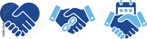 Set of 3 handshake icons vector