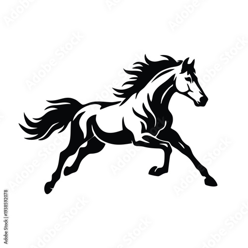 Powerful Rearing Stallion Silhouette - Dynamic Horse Vector Illustration