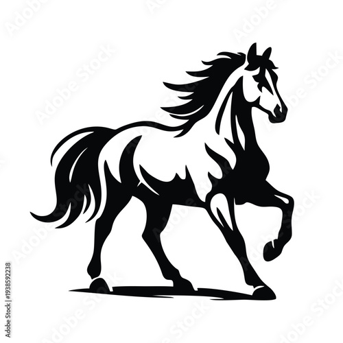 Powerful Rearing Stallion Silhouette - Dynamic Horse Vector Illustration