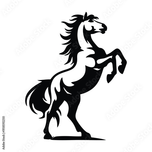 Majestic Rearing Horse Silhouette - Powerful Stallion Vector Illustration