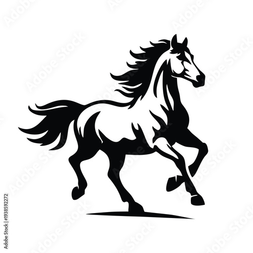 Powerful Rearing Stallion Silhouette - Dynamic Horse Vector Illustration
