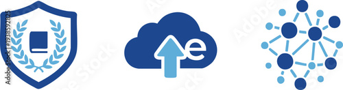 Set of 3 cloud security icons vector