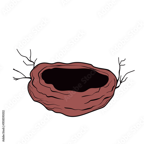 Bird nest with eggs. Easter hand drawn vector illustration, template design.