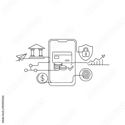 Mobile banking app with secure transactions and financial growth

